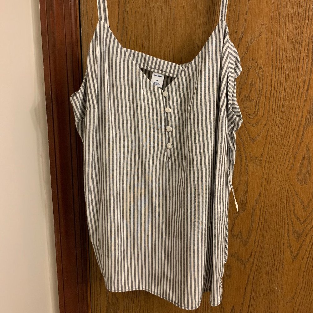 White and Gray Striped Tank Top